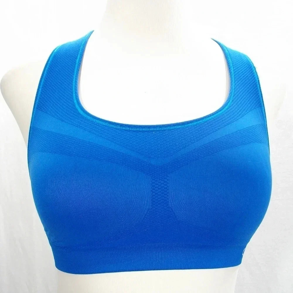 MEDIUM Champion 2900 Seamless Wire Free Sports Bra Blue NWT